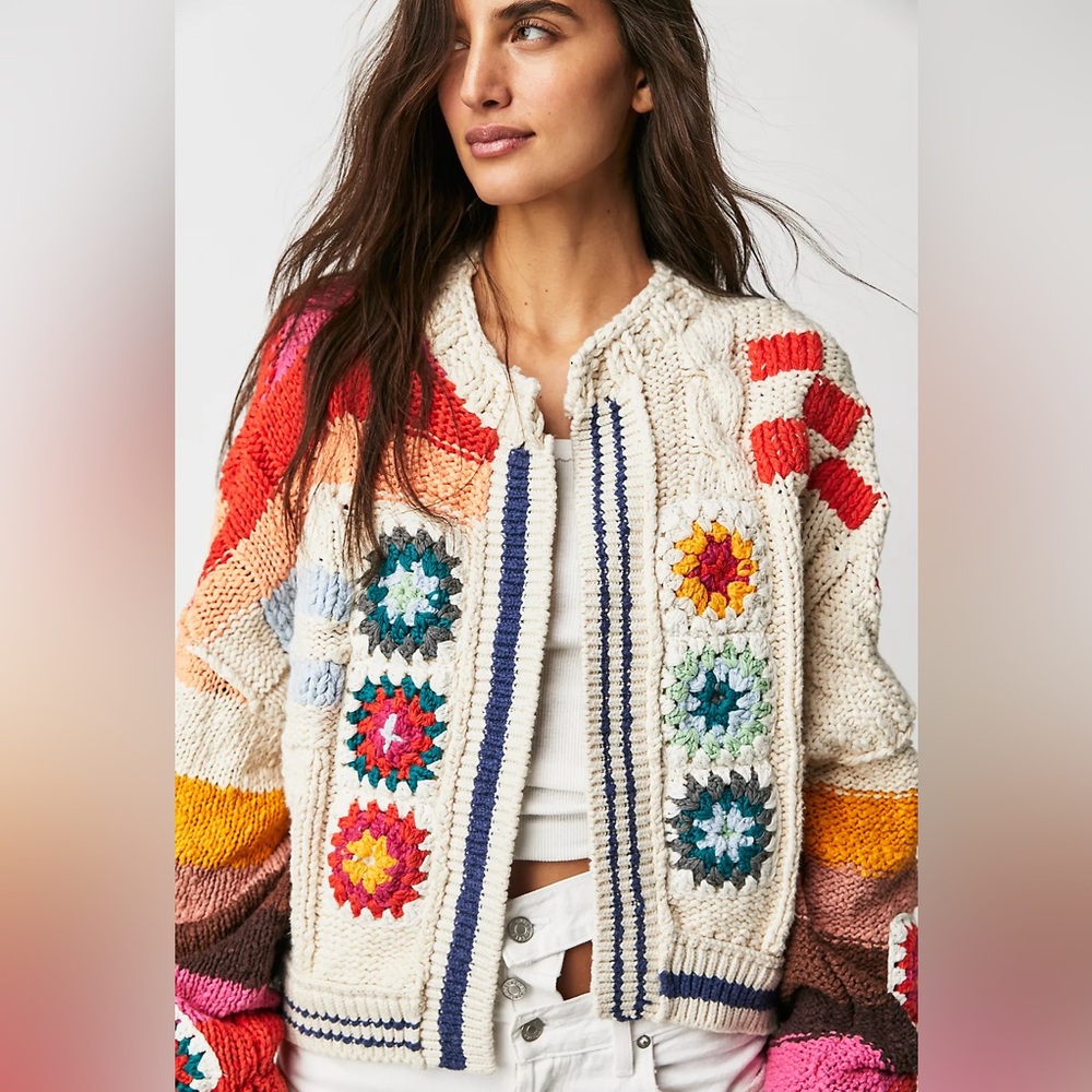 Free People Large Clear Skies Cardi oversized may fit plus size - Picture 4 of 12
